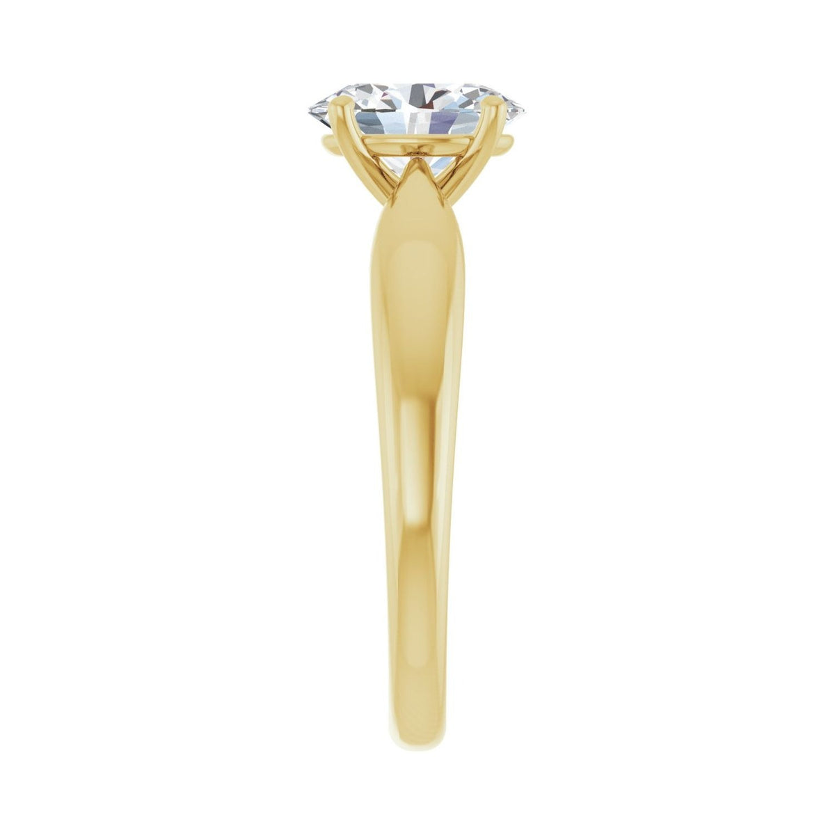 Sapphire Row Lab-Grown Oval Diamond Low-Profile Solitaire Engagement Ring - 14K Yellow Gold, 1 ctw (view 4)