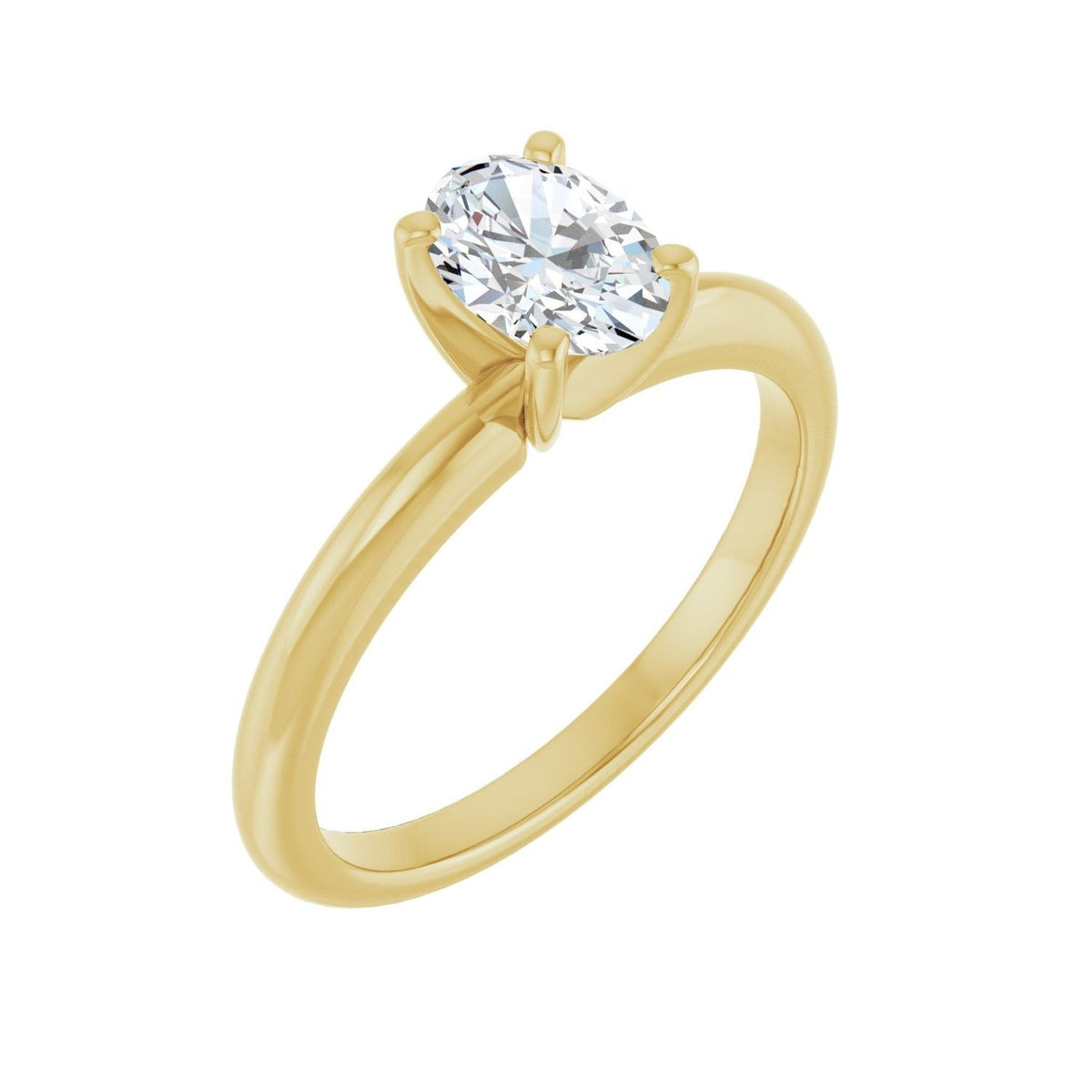 Sapphire Row Lab-Grown Oval Diamond Solitaire Engagement Ring - 14K Yellow Gold, 3/4 ctw