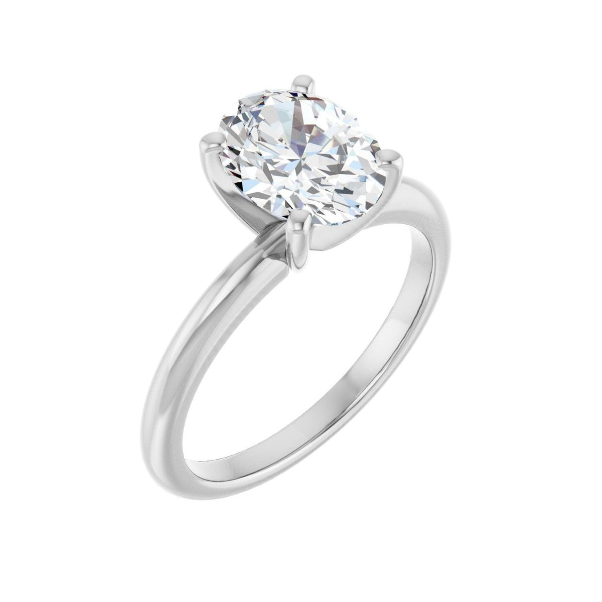 Sapphire Row Lab-Grown Oval Diamond Solitaire Engagement Ring - 14K White Gold, 1 1/2 ctw