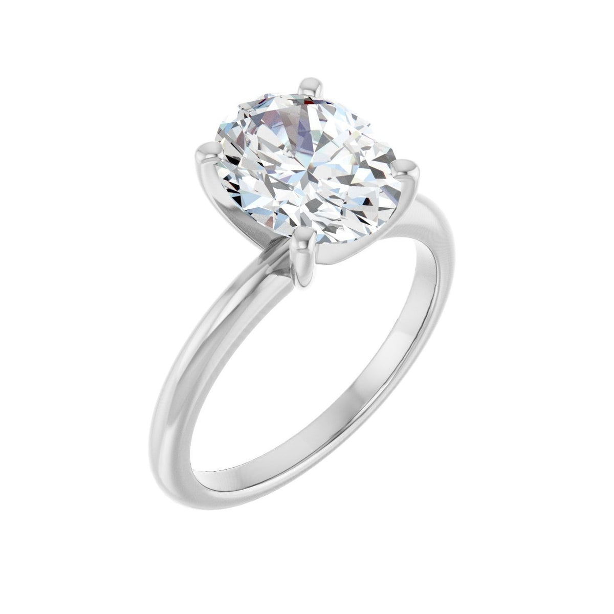 Sapphire Row Lab-Grown Oval Diamond Solitaire Engagement Ring - 14K White Gold, 2 1/2 ctw