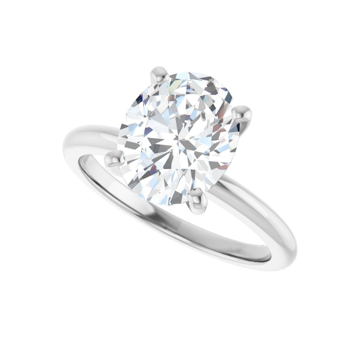 Sapphire Row Lab-Grown Oval Diamond Solitaire Engagement Ring - 14K White Gold, 2 1/2 ctw (view 5)