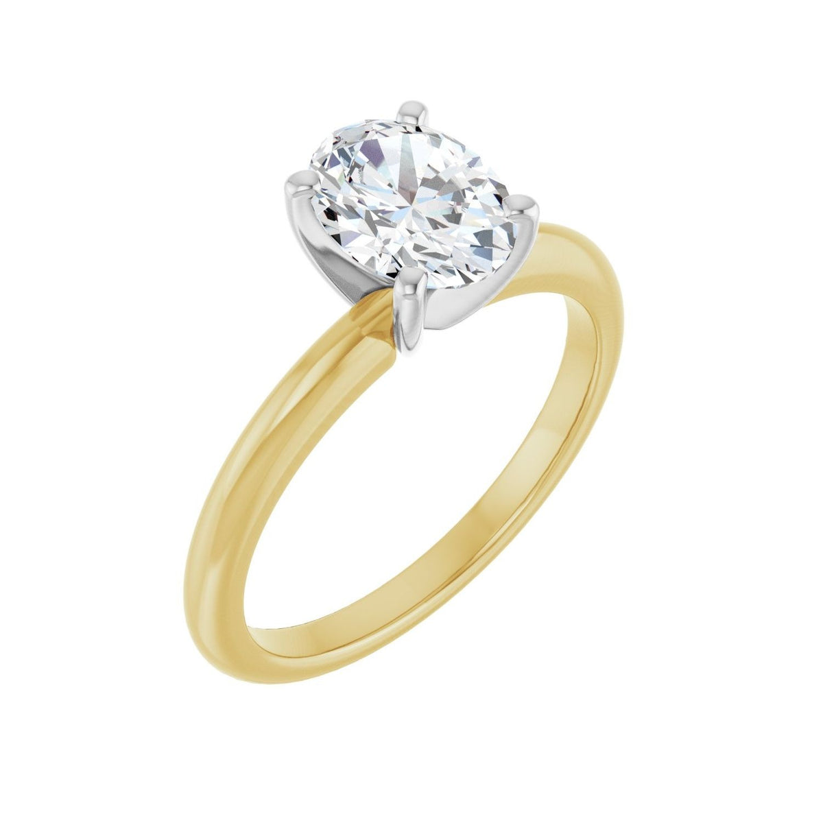 Sapphire Row Lab-Grown Oval Diamond Solitaire Engagement Ring - 14K Yellow & White Gold, 1 ctw