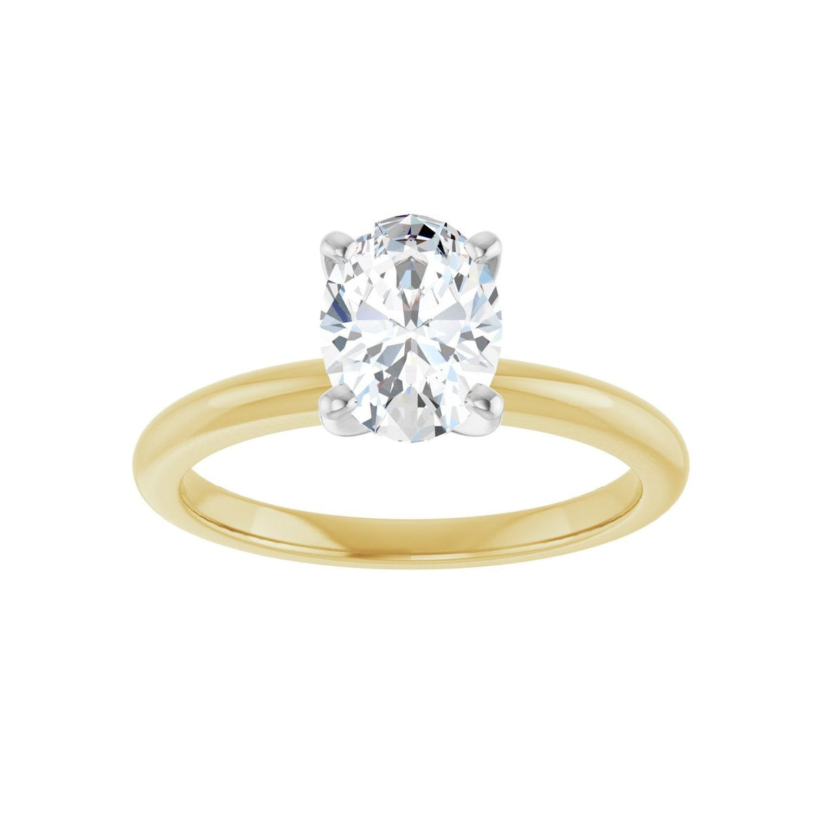 Sapphire Row Lab-Grown Oval Diamond Solitaire Engagement Ring - 14K Yellow & White Gold, 1 ctw (view 3)