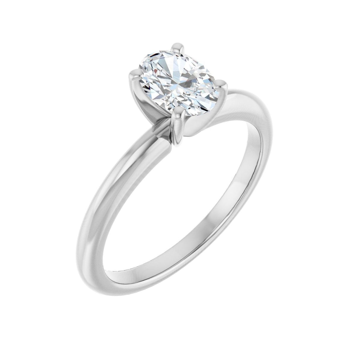 Sapphire Row Lab-Grown Oval Diamond Solitaire Engagement Ring - 14K White Gold, 3/4 ctw
