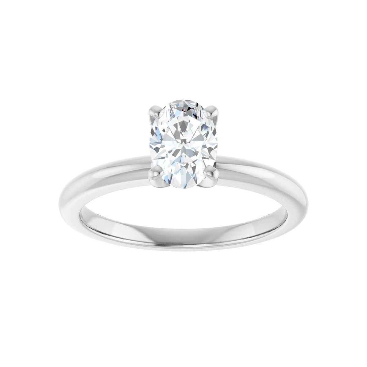 Sapphire Row Lab-Grown Oval Diamond Solitaire Engagement Ring - 14K White Gold, 3/4 ctw (view 3)