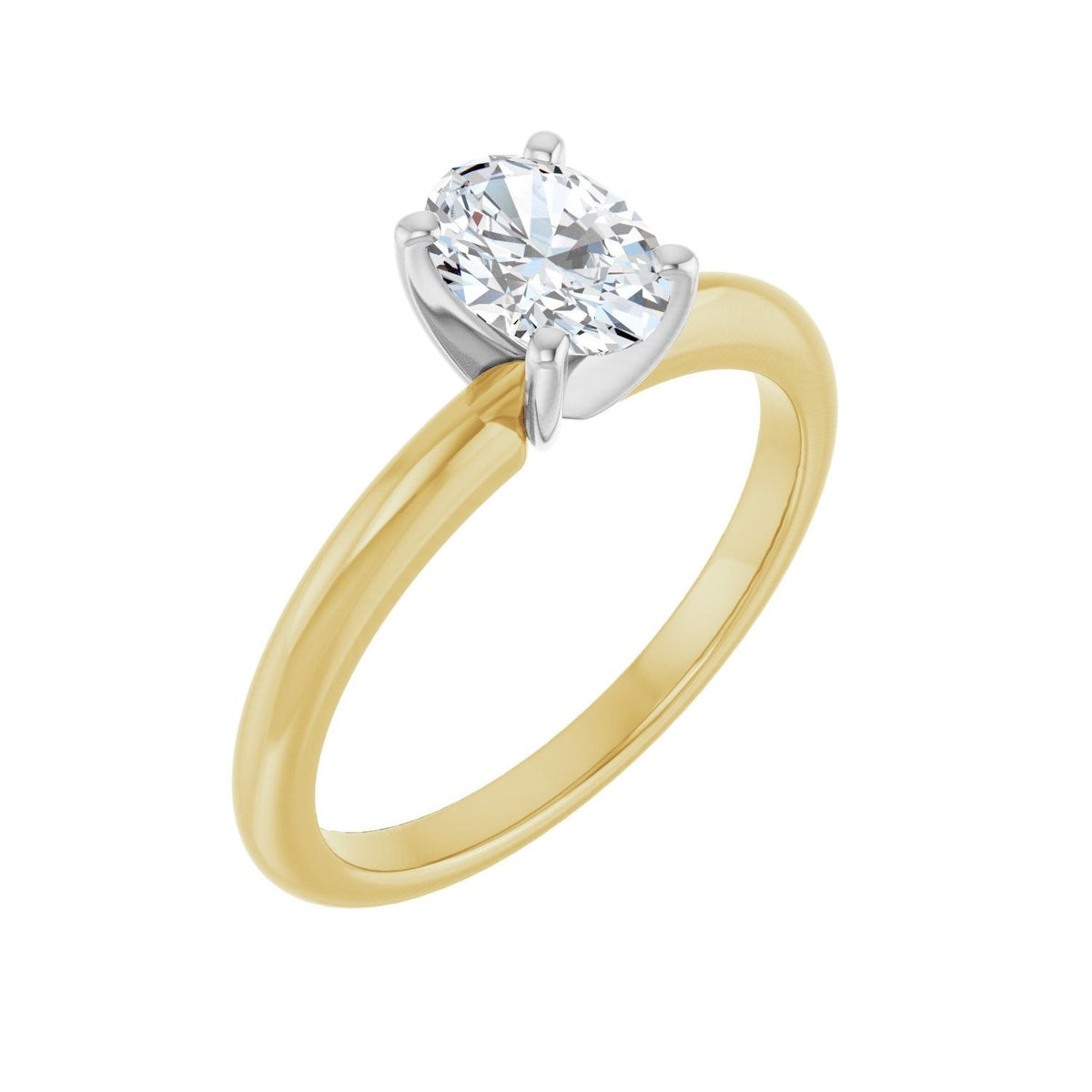 Sapphire Row Lab-Grown Oval Diamond Solitaire Engagement Ring - 14K Yellow & White Gold, 3/4 ctw