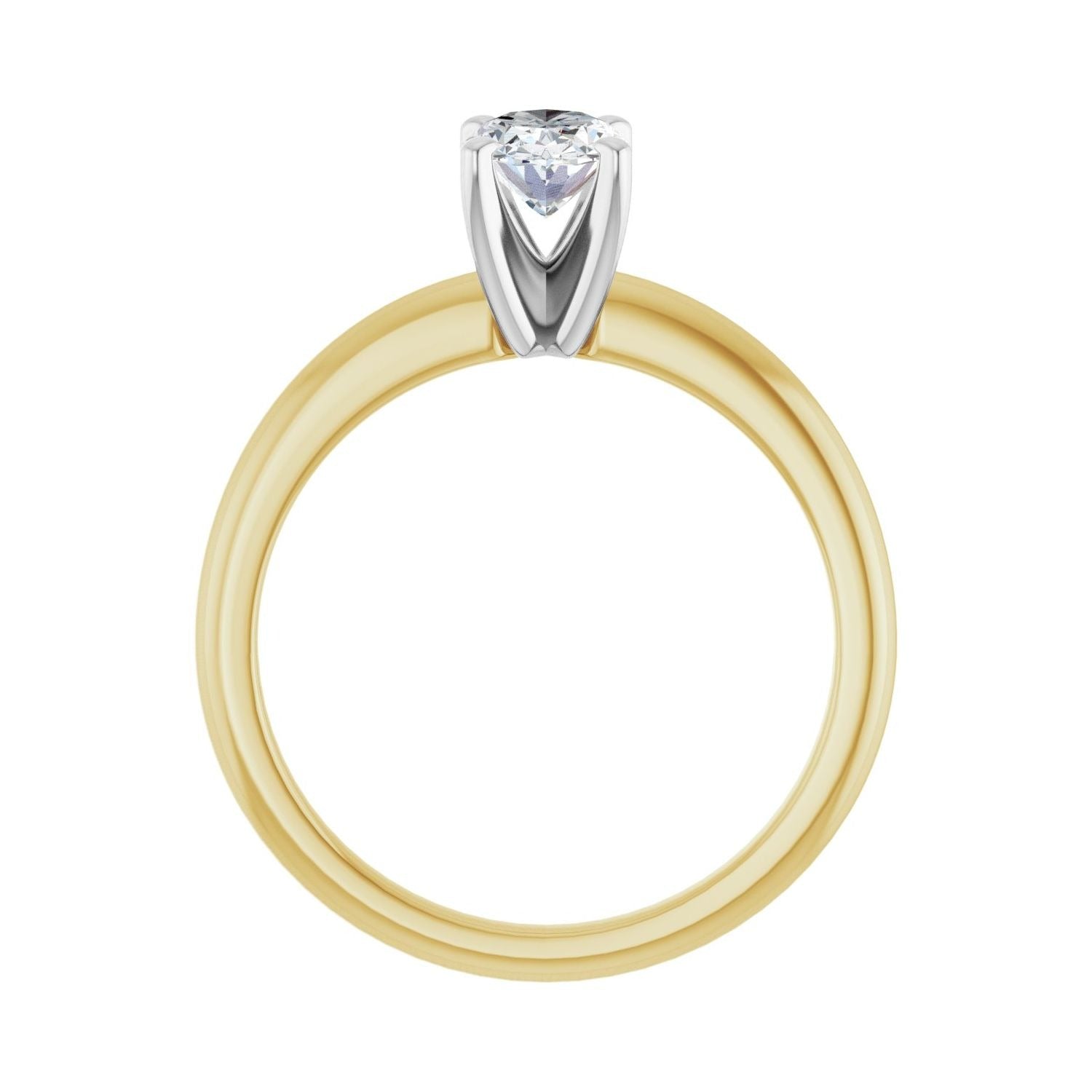 Sapphire Row Lab-Grown Oval Diamond Solitaire Engagement Ring - 14K Yellow & White Gold, 3/4 ctw (view 2)