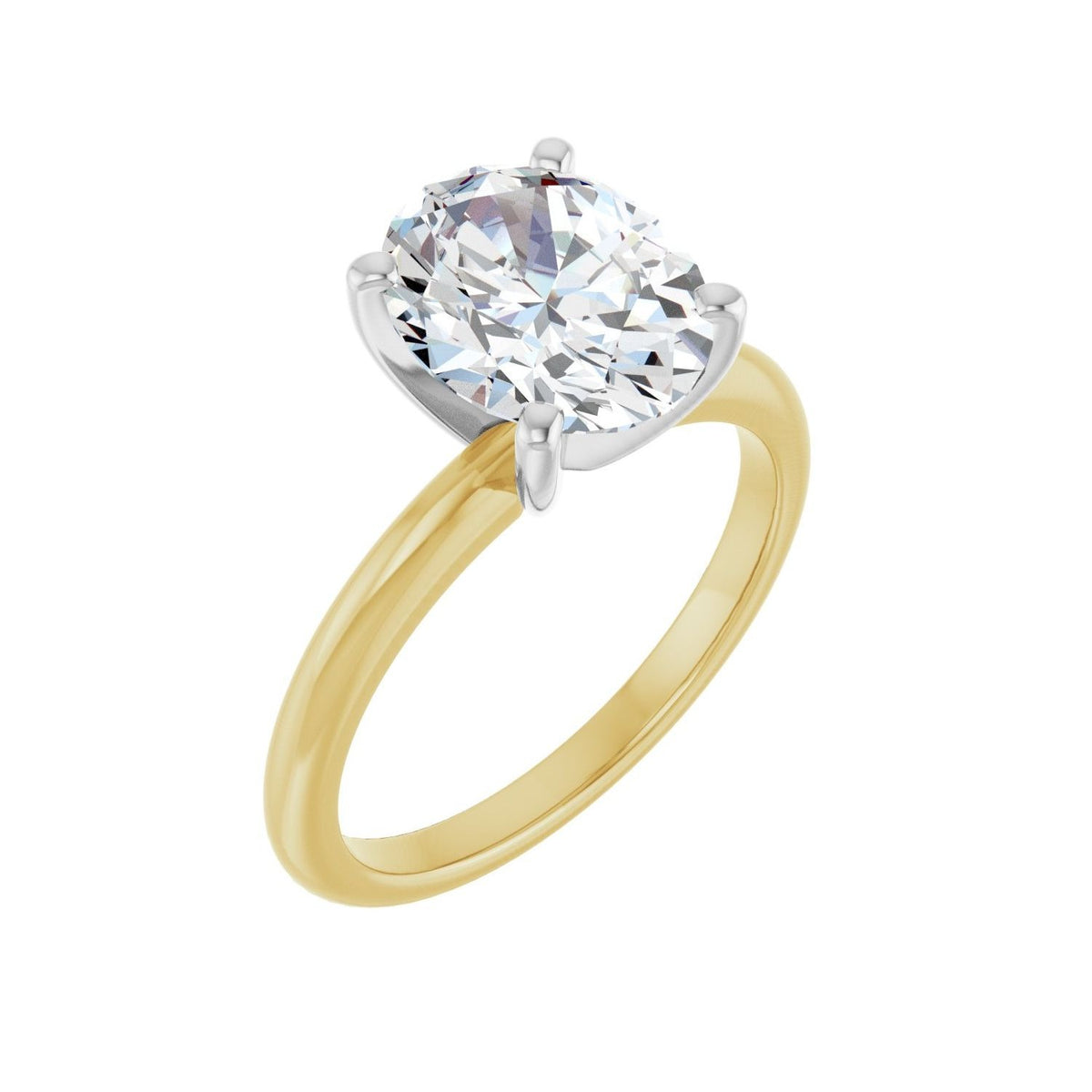 Sapphire Row Lab-Grown Oval Diamond Solitaire Engagement Ring - 14K Yellow & White Gold, 2 1/2 ctw