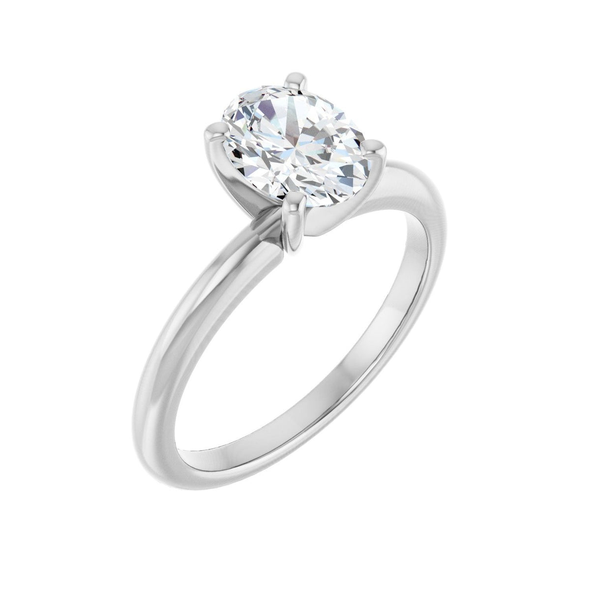 Sapphire Row Lab-Grown Oval Diamond Solitaire Engagement Ring - 14K White Gold, 1 ctw