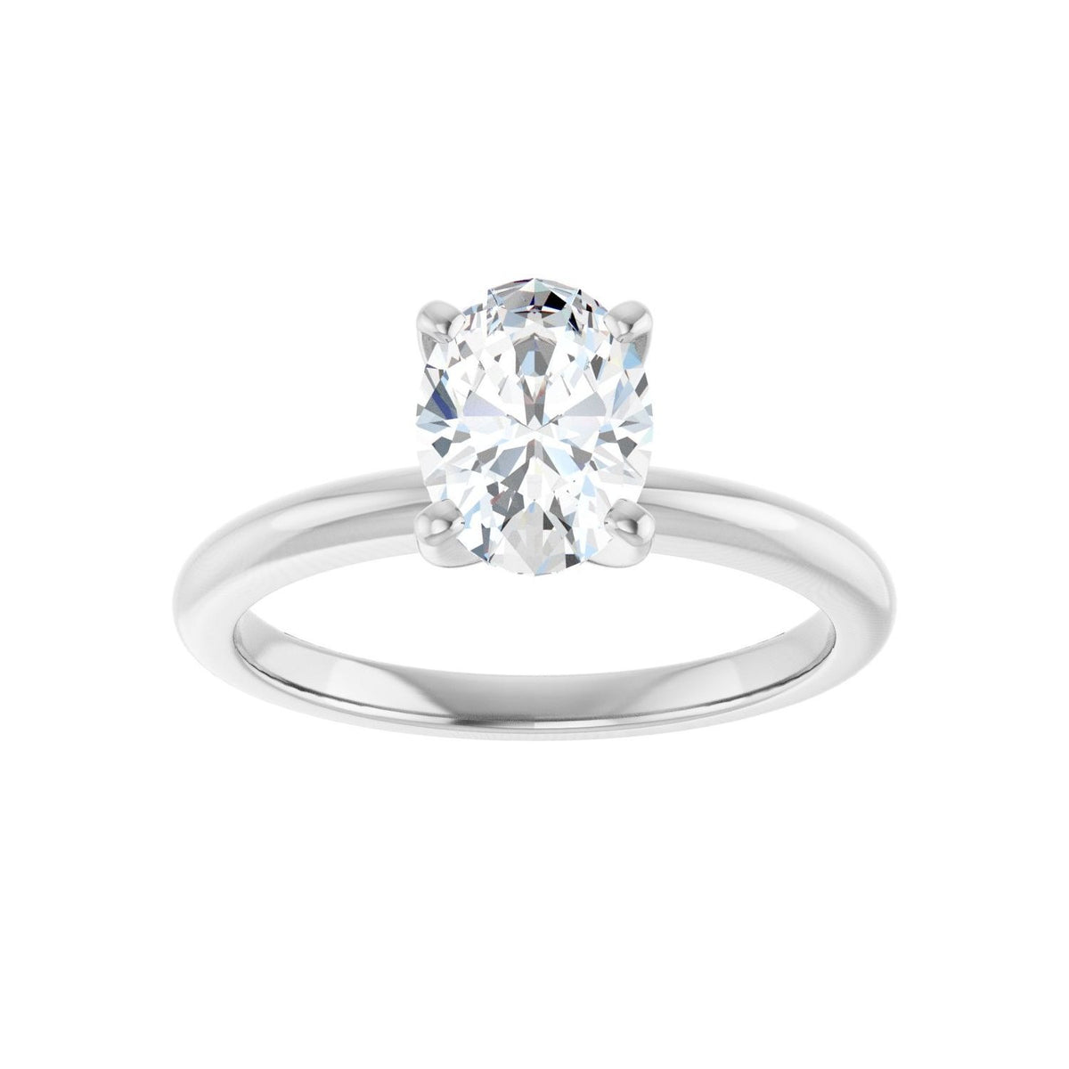 Sapphire Row Lab-Grown Oval Diamond Solitaire Engagement Ring - 14K White Gold, 1 ctw (view 3)
