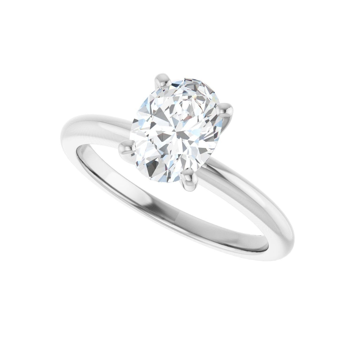 Sapphire Row Lab-Grown Oval Diamond Solitaire Engagement Ring - 14K White Gold, 1 ctw (view 5)