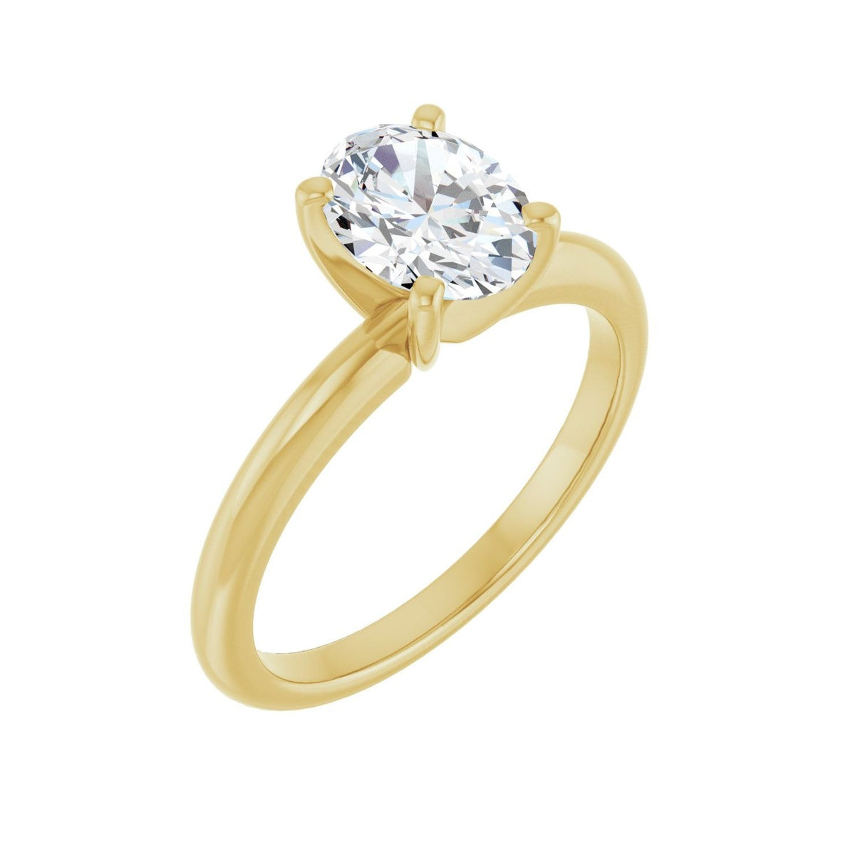 Sapphire Row Lab-Grown Oval Diamond Solitaire Engagement Ring - 14K Yellow Gold, 1 ctw
