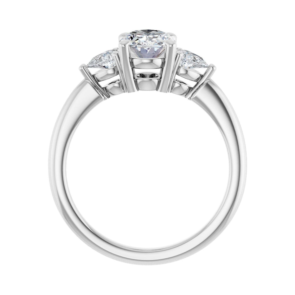 Sapphire Row Lab-Grown Oval Diamond Three-Stone Engagement Ring - 14K White Gold, 1 1/4 ctw (view 2)