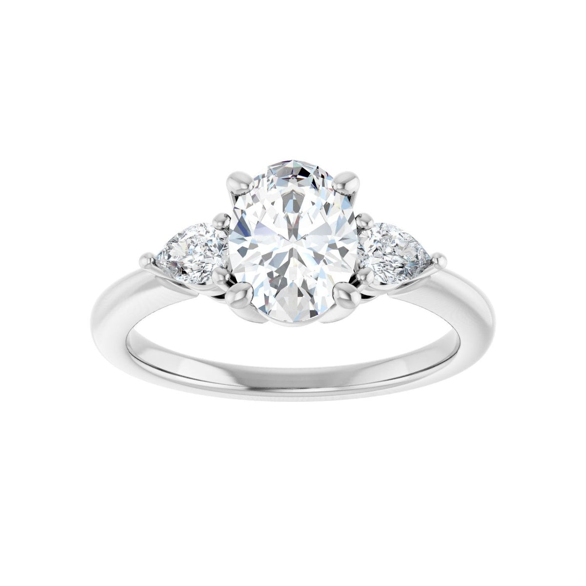 Sapphire Row Lab-Grown Oval Diamond Three-Stone Engagement Ring - 14K White Gold, 1 1/4 ctw (view 3)