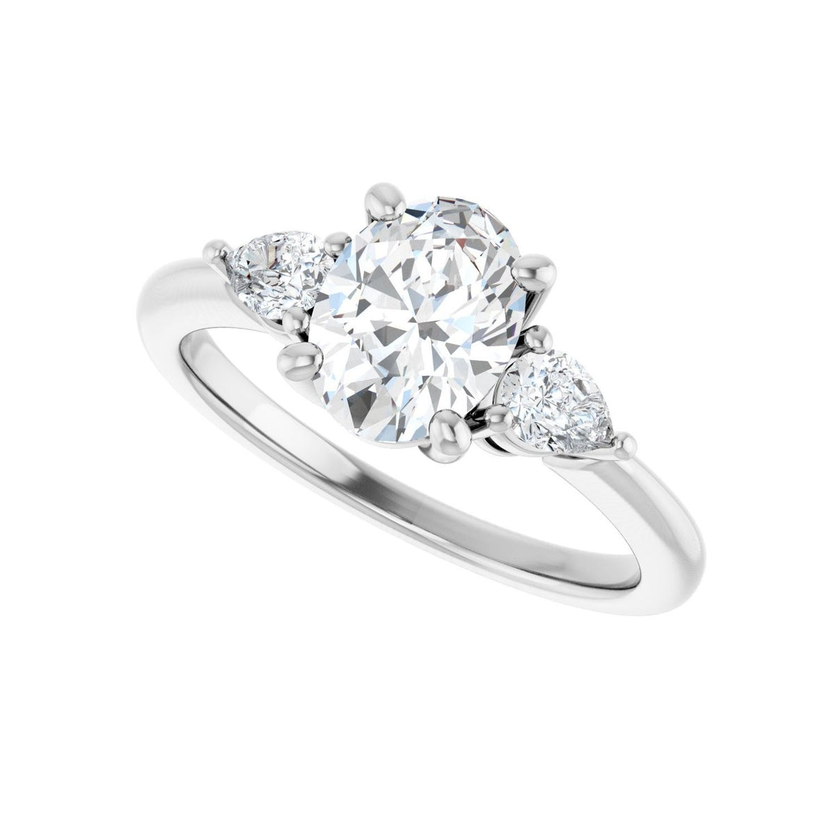 Sapphire Row Lab-Grown Oval Diamond Three-Stone Engagement Ring - 14K White Gold, 1 1/4 ctw (view 5)