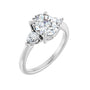 Sapphire Row Lab-Grown Oval Diamond Three-Stone Engagement Ring - 14K White Gold, 1 3/4 ctw