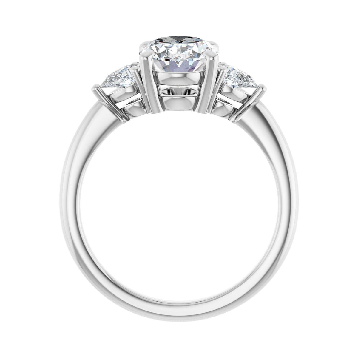 Sapphire Row Lab-Grown Oval Diamond Three-Stone Engagement Ring - 14K White Gold, 1 3/4 ctw (view 2)