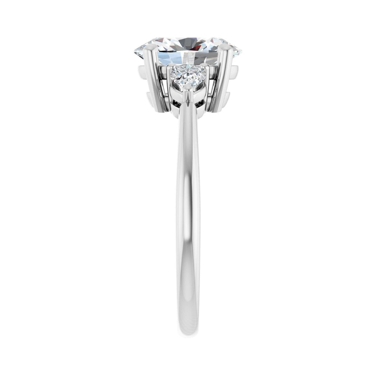 Sapphire Row Lab-Grown Oval Diamond Three-Stone Engagement Ring - 14K White Gold, 1 3/4 ctw (view 4)