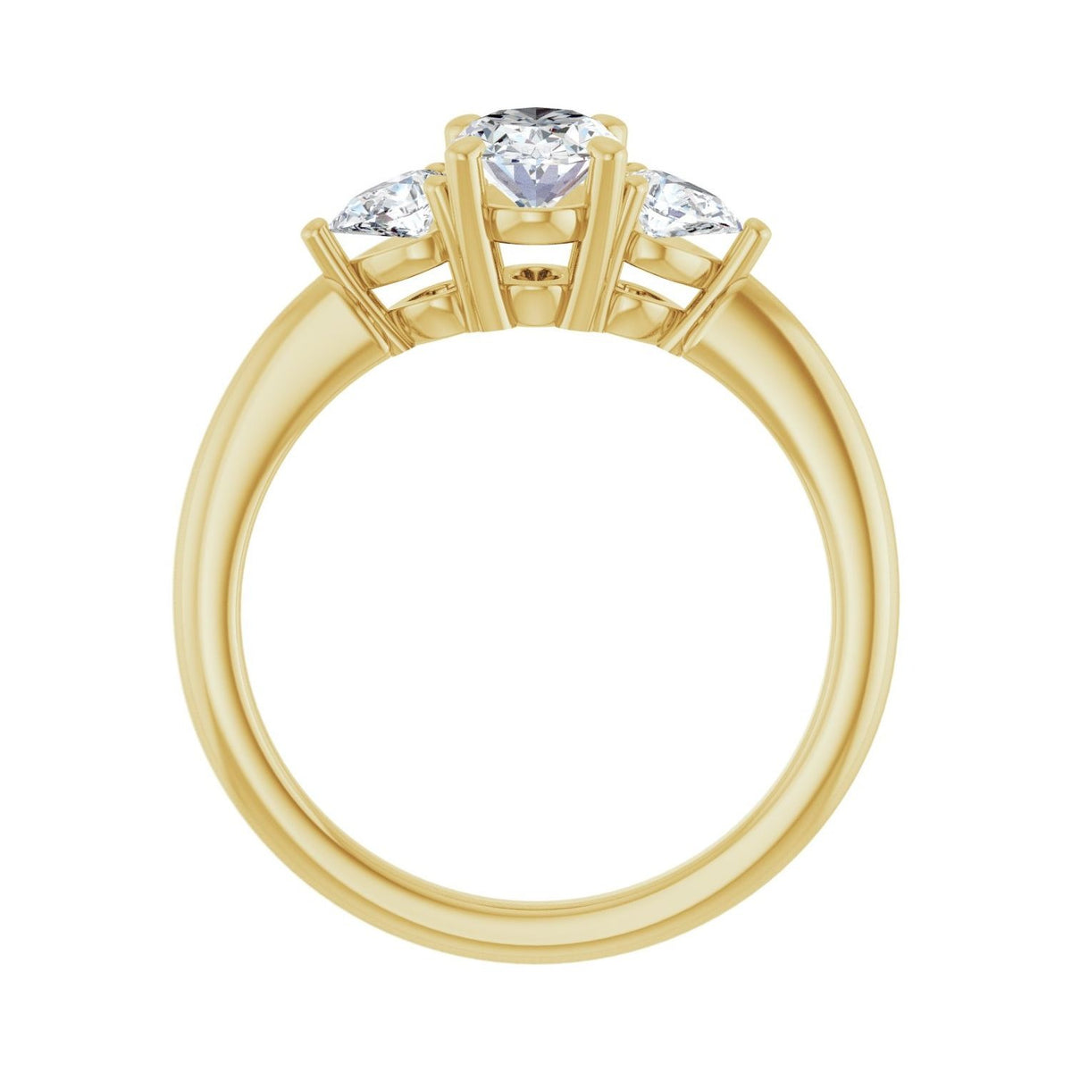 Sapphire Row Lab-Grown Oval Diamond Three-Stone Engagement Ring - 14K Yellow Gold, 1 ctw (view 2)