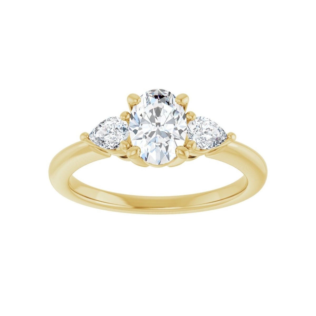 Sapphire Row Lab-Grown Oval Diamond Three-Stone Engagement Ring - 14K Yellow Gold, 1 ctw (view 3)