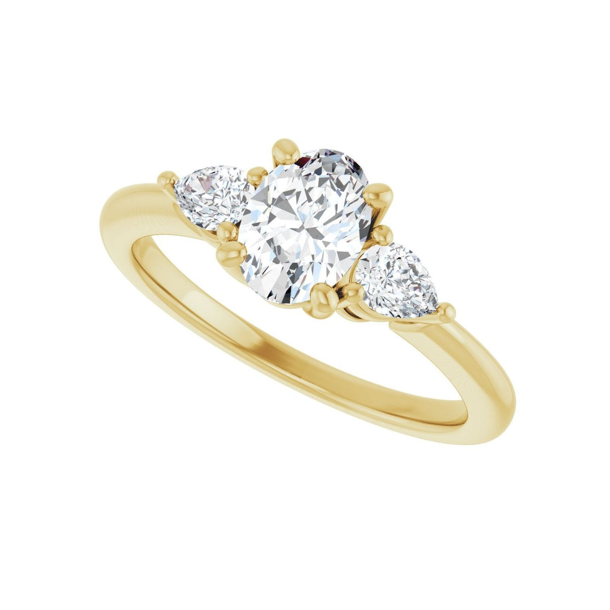 Sapphire Row Lab-Grown Oval Diamond Three-Stone Engagement Ring - 14K Yellow Gold, 1 ctw (view 5)