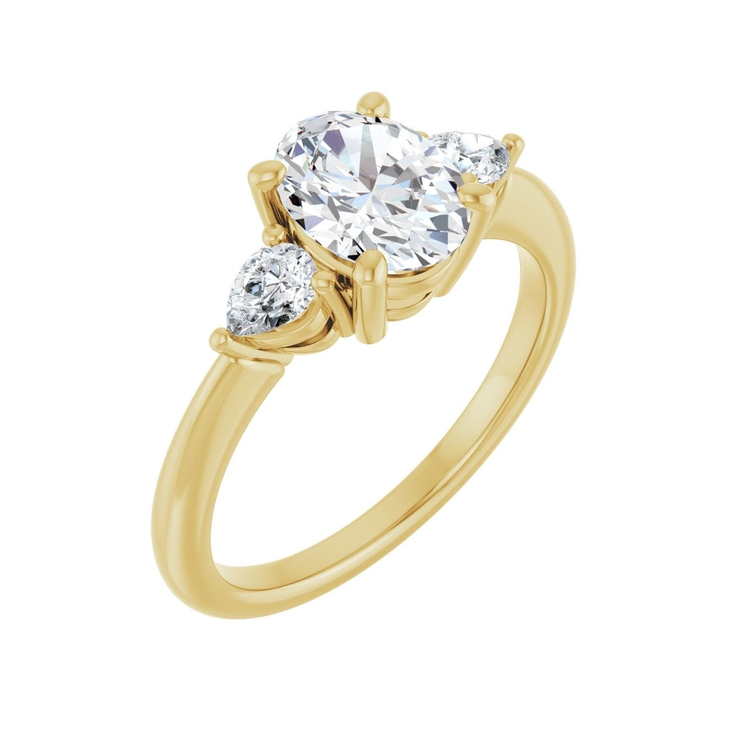 Sapphire Row Lab-Grown Oval Diamond Three-Stone Engagement Ring - 14K Yellow Gold, 1 1/4 ctw