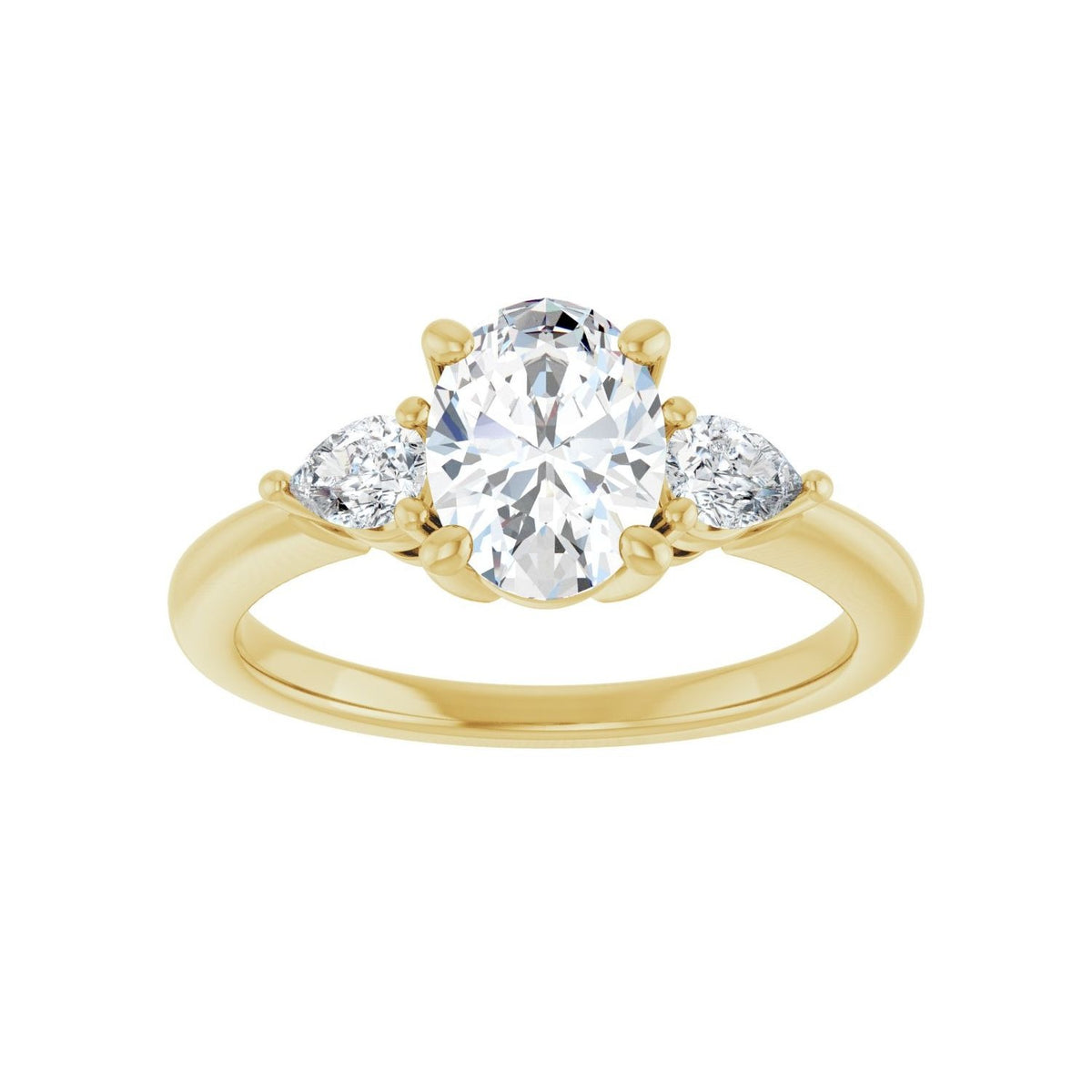 Sapphire Row Lab-Grown Oval Diamond Three-Stone Engagement Ring - 14K Yellow Gold, 1 1/4 ctw (view 3)