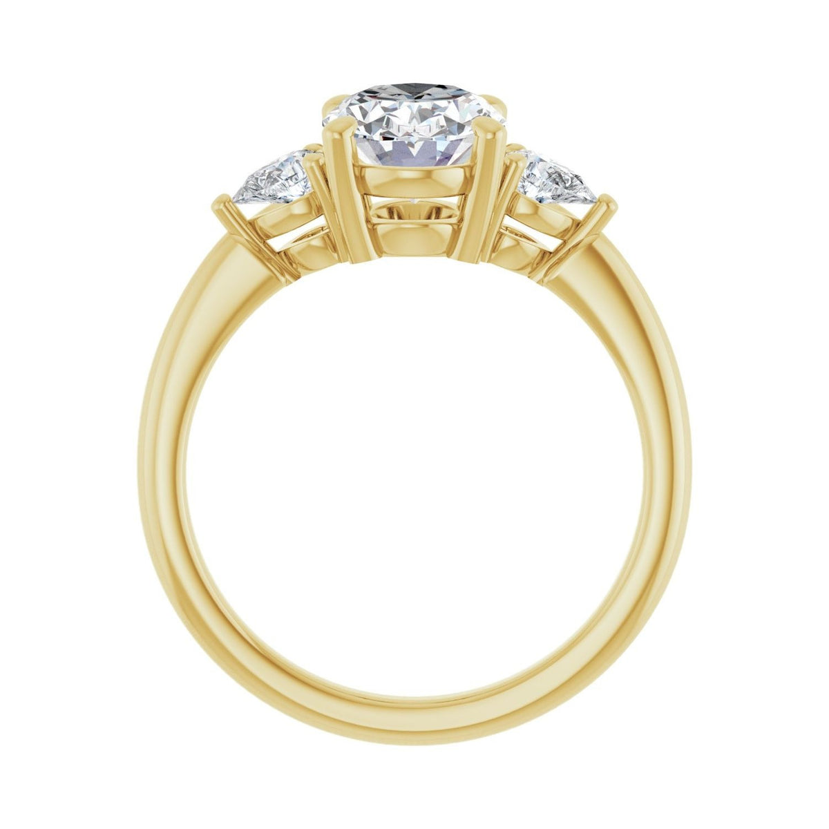 Sapphire Row Lab-Grown Oval Diamond Three-Stone Engagement Ring - 14K Yellow Gold, 1 3/4 ctw (view 2)