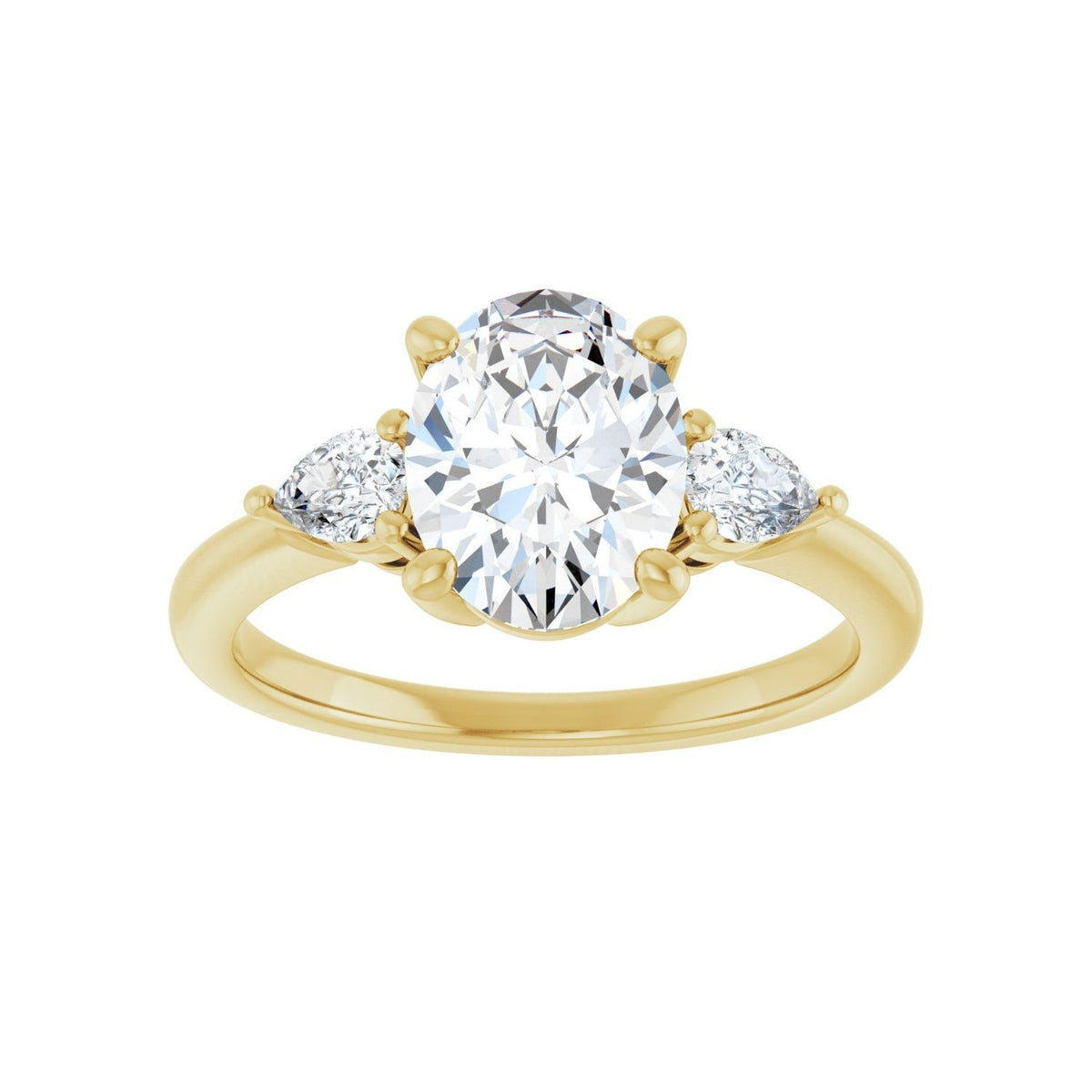 Sapphire Row Lab-Grown Oval Diamond Three-Stone Engagement Ring - 14K Yellow Gold, 1 3/4 ctw (view 3)