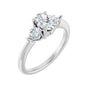 Sapphire Row Lab-Grown Oval Diamond Three-Stone Engagement Ring - 14K White Gold, 1 ctw