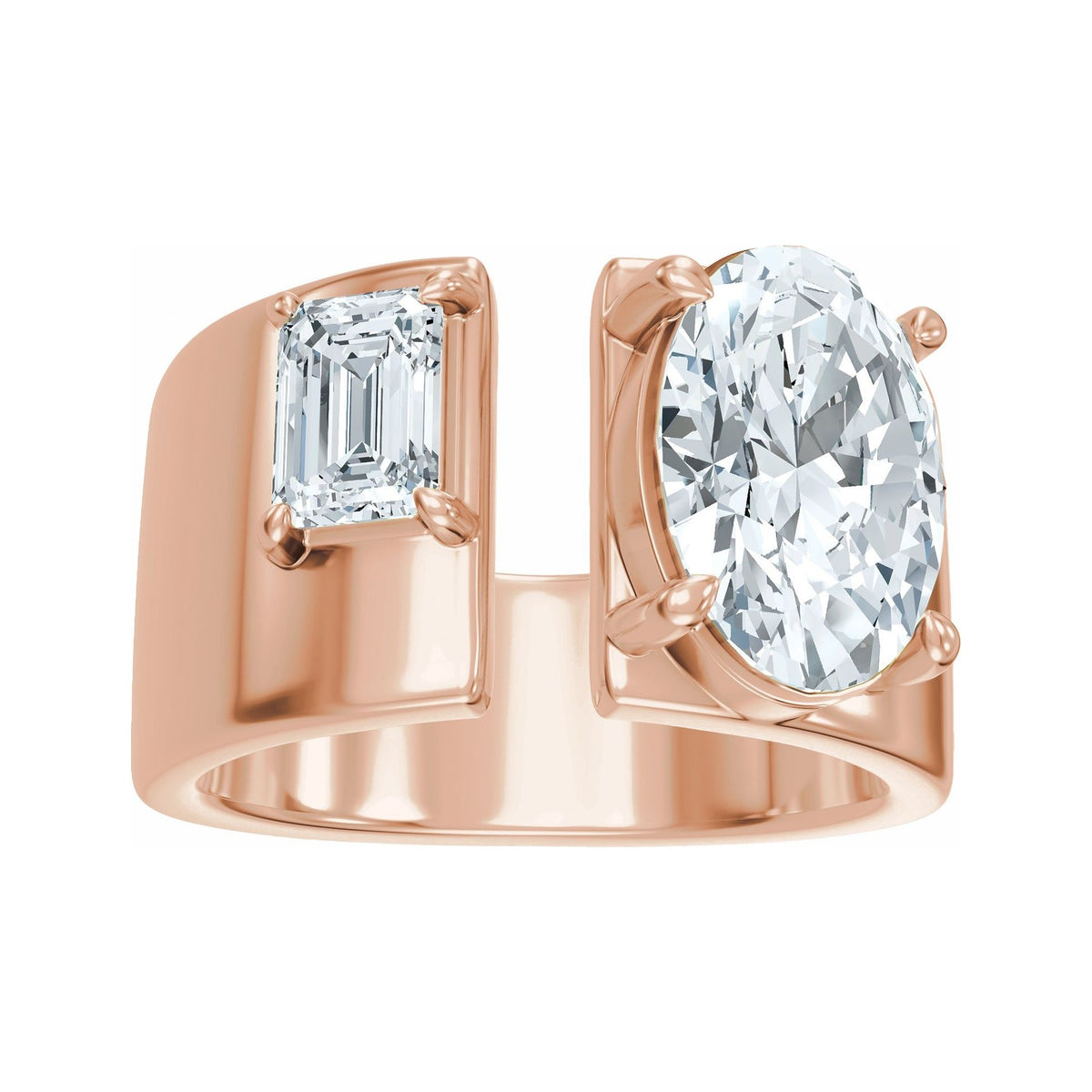 Sapphire Row Lab-Grown Oval Diamond Two-Stone Engagement Ring - 14K Rose Gold, 2 1/2 ctw (view 3)