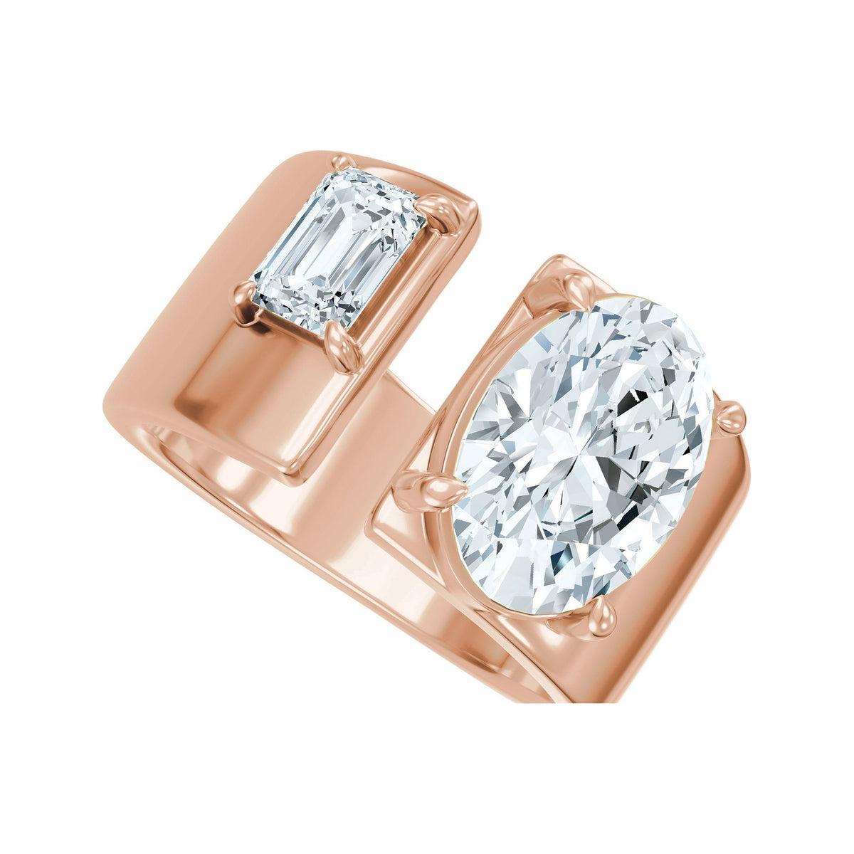 Sapphire Row Lab-Grown Oval Diamond Two-Stone Engagement Ring - 14K Rose Gold, 2 1/2 ctw (view 5)
