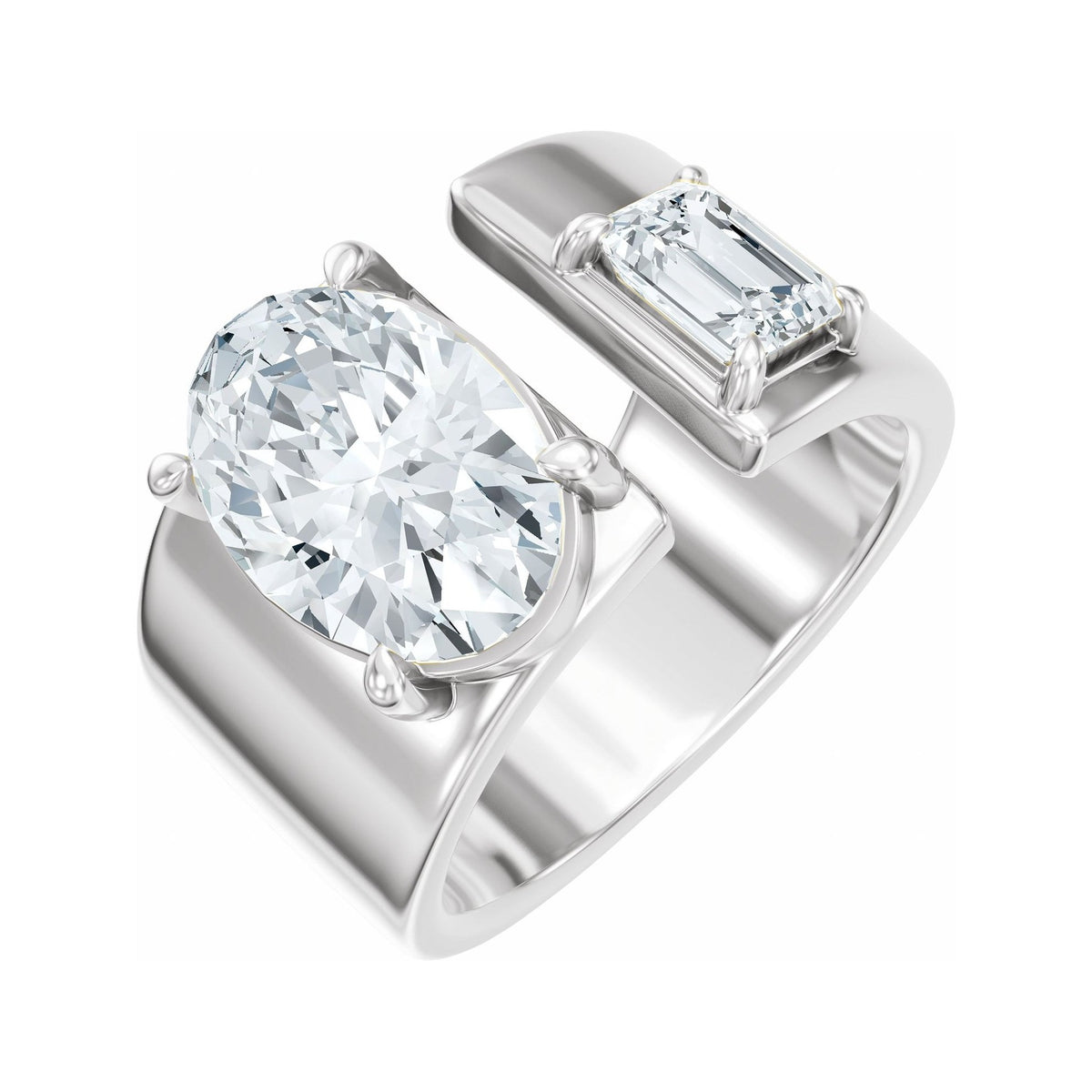 Sapphire Row Lab-Grown Oval Diamond Two-Stone Engagement Ring - 14K White Gold, 2 1/2 ctw