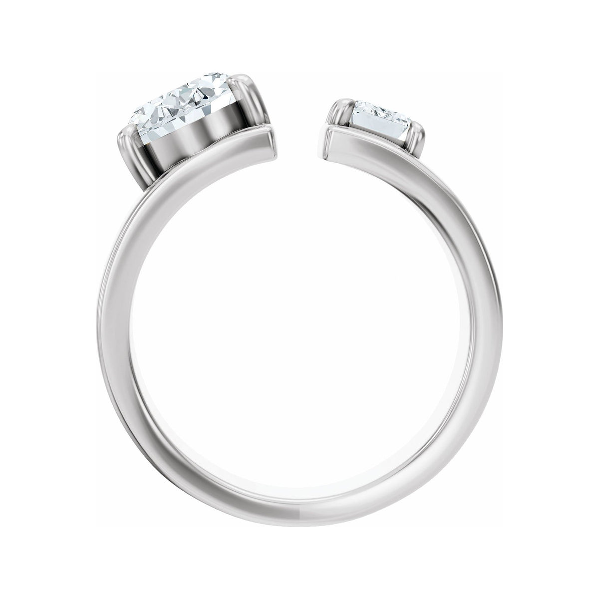 Sapphire Row Lab-Grown Oval Diamond Two-Stone Engagement Ring - 14K White Gold, 2 1/2 ctw (view 2)