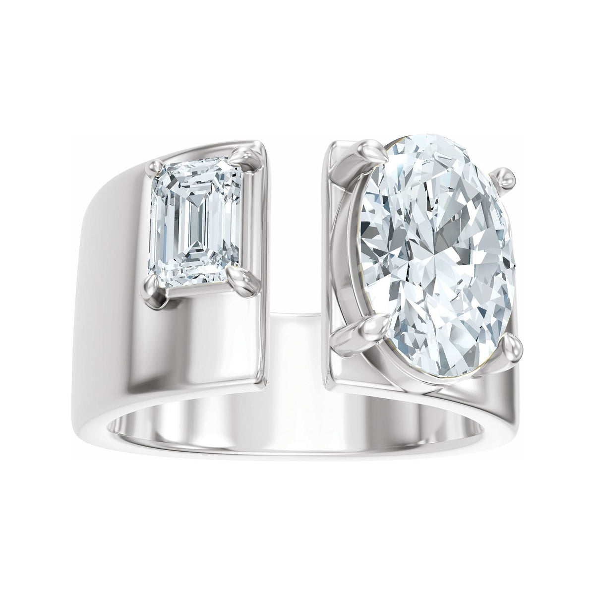 Sapphire Row Lab-Grown Oval Diamond Two-Stone Engagement Ring - 14K White Gold, 2 1/2 ctw (view 3)