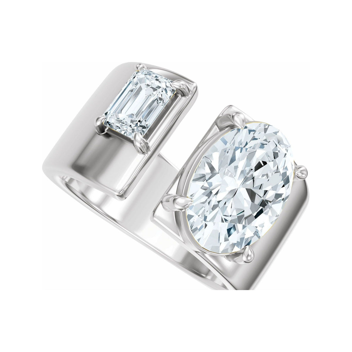 Sapphire Row Lab-Grown Oval Diamond Two-Stone Engagement Ring - 14K White Gold, 2 1/2 ctw (view 5)