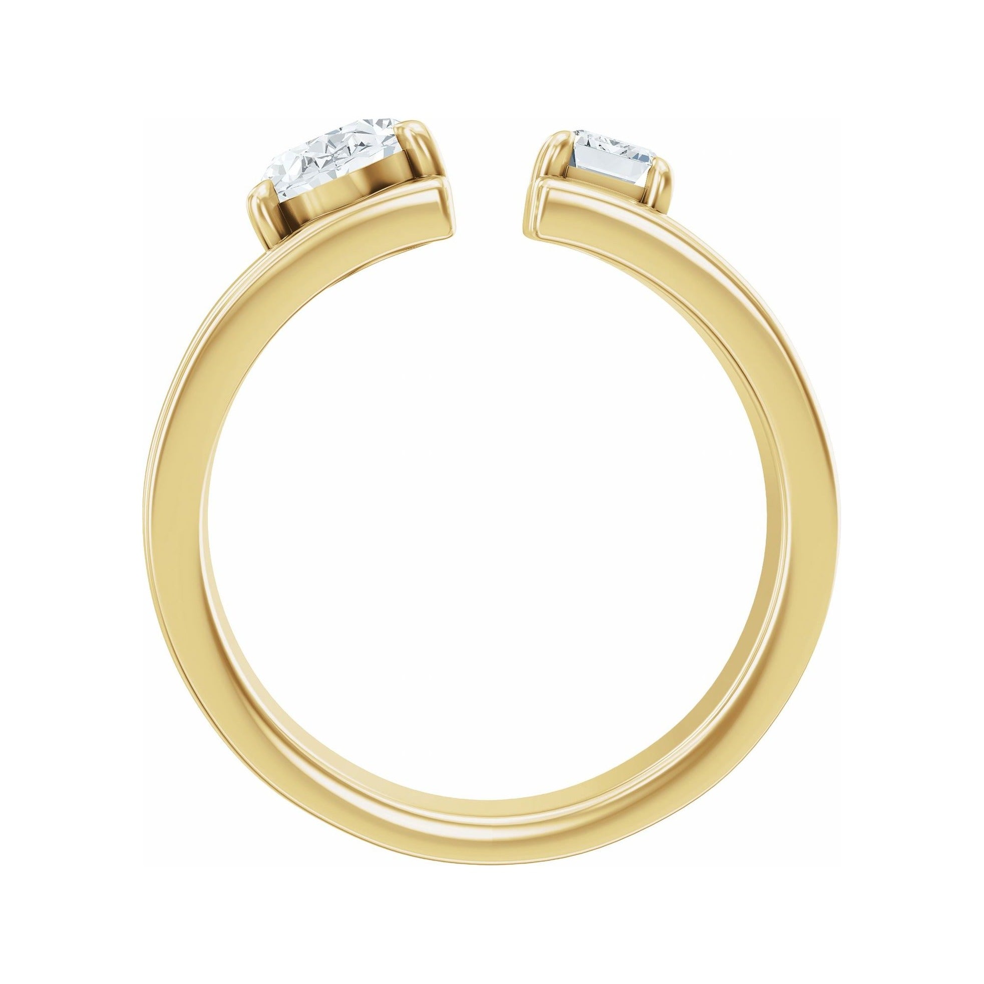 Sapphire Row Lab-Grown Oval Diamond Two-Stone Engagement Ring - 14K Yellow Gold, 1 1/4 ctw