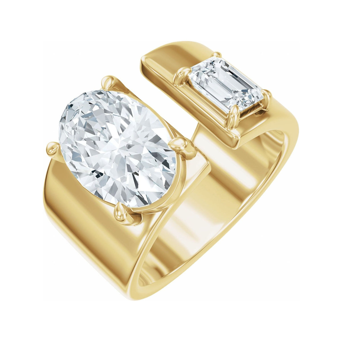 Sapphire Row Lab-Grown Oval Diamond Two-Stone Engagement Ring - 14K Yellow Gold, 2 1/2 ctw