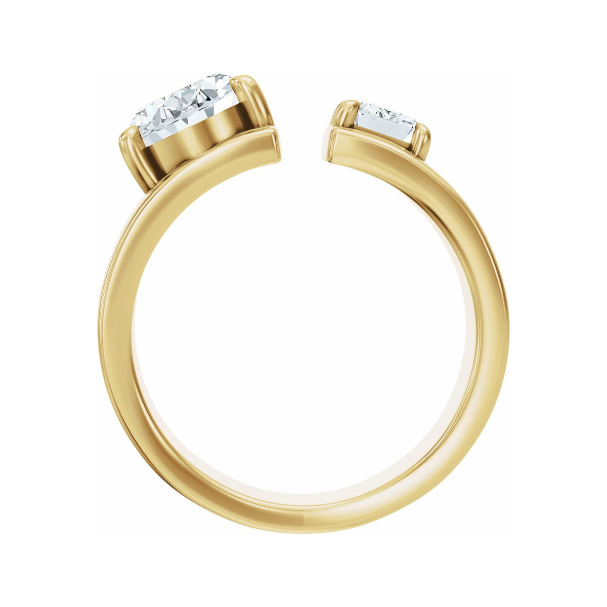 Sapphire Row Lab-Grown Oval Diamond Two-Stone Engagement Ring - 14K Yellow Gold, 2 1/2 ctw (view 2)