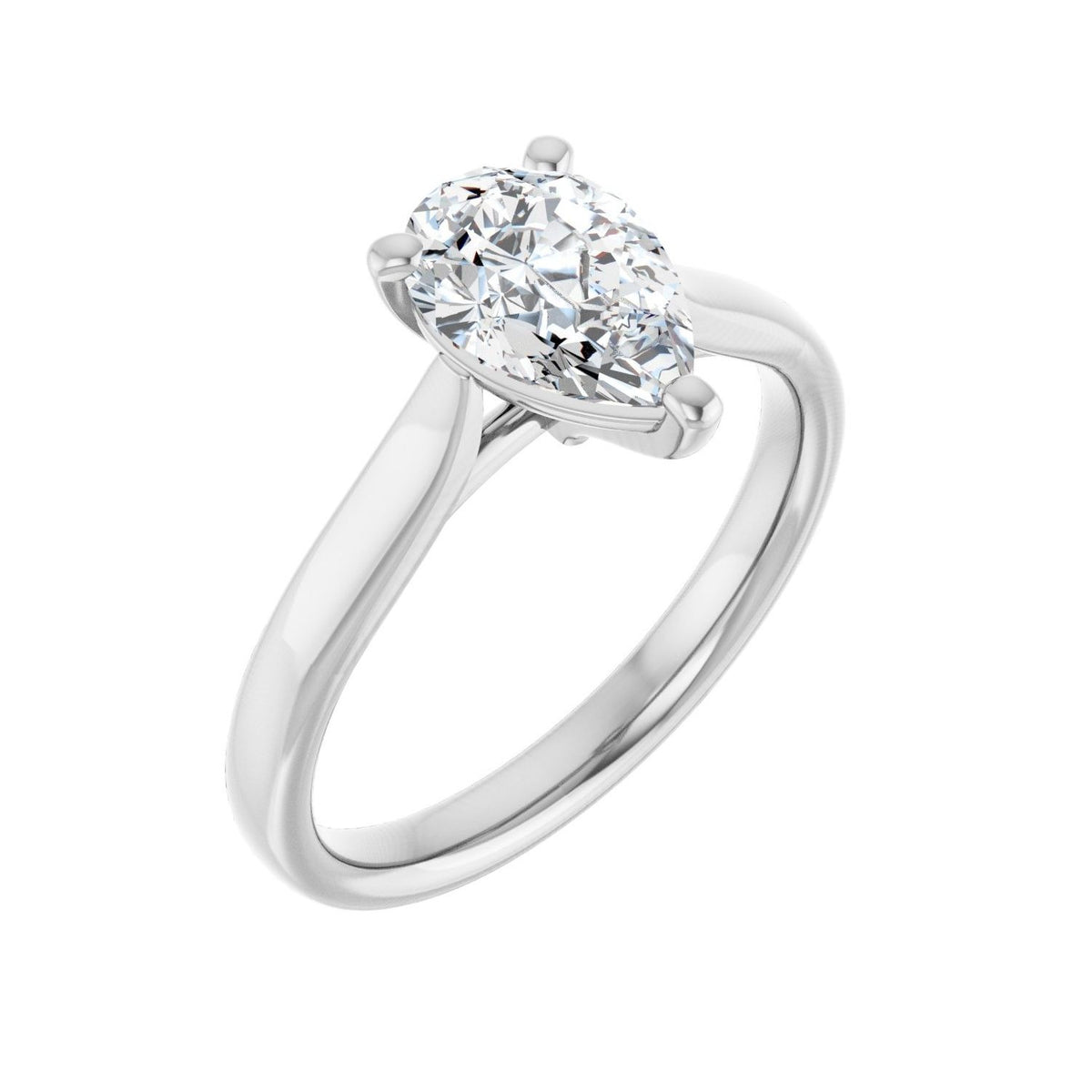 Sapphire Row Lab-Grown Pear Diamond Cathedral Solitaire Engagement Ring - 14K White Gold