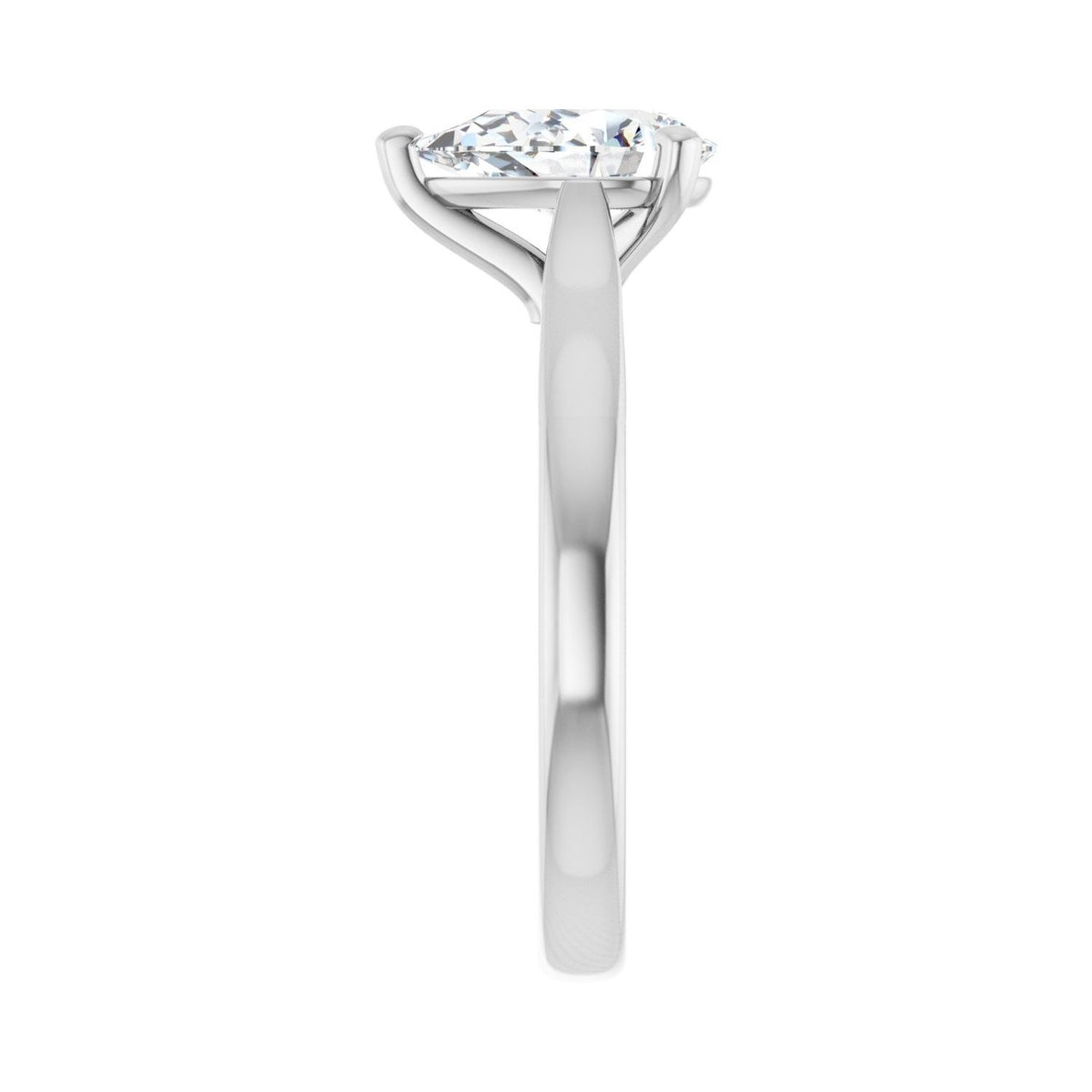 Sapphire Row Lab-Grown Pear Diamond Cathedral Solitaire Engagement Ring - 14K White Gold (view 4)