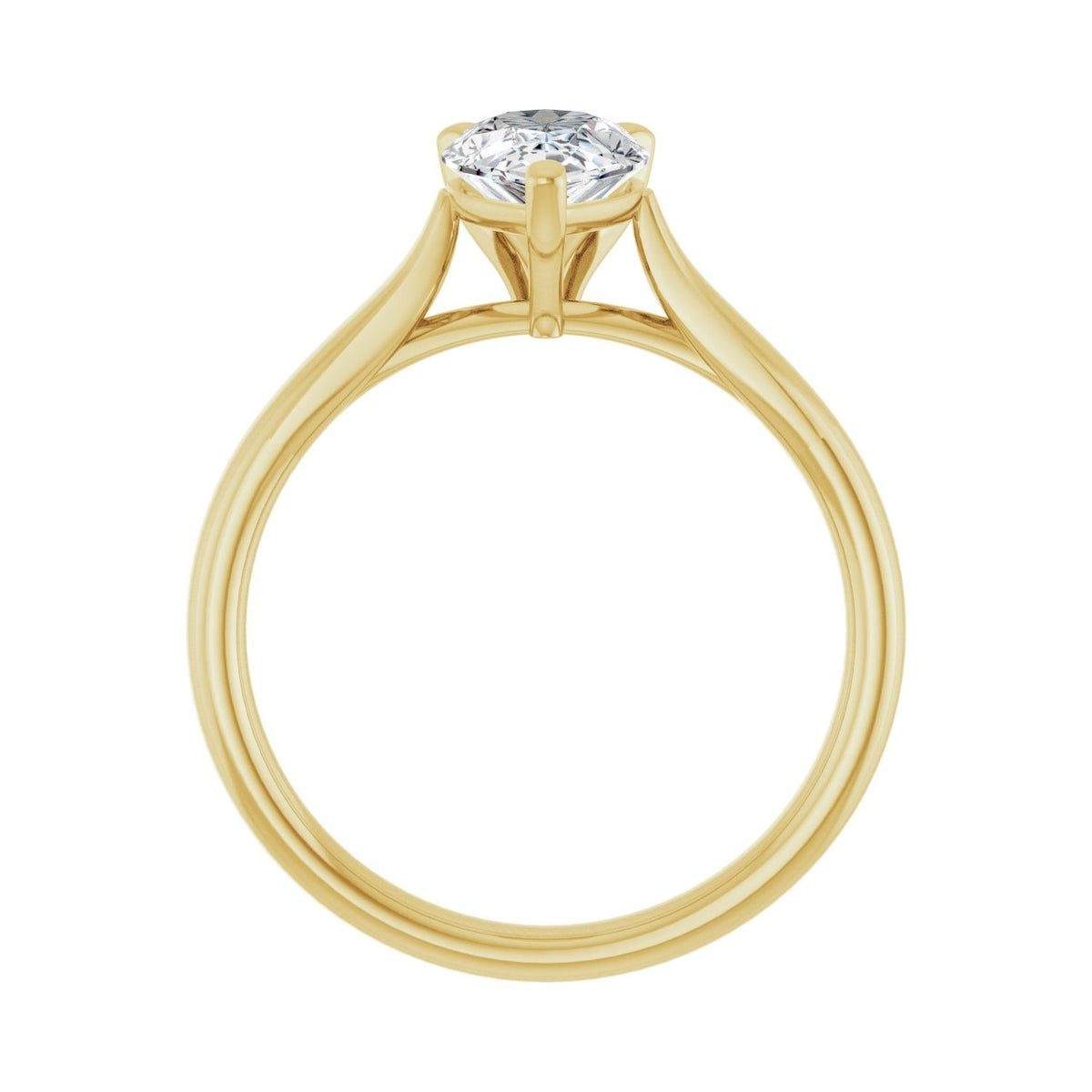 Sapphire Row Lab-Grown Pear Diamond Cathedral Solitaire Engagement Ring - 14K Yellow Gold (view 2)