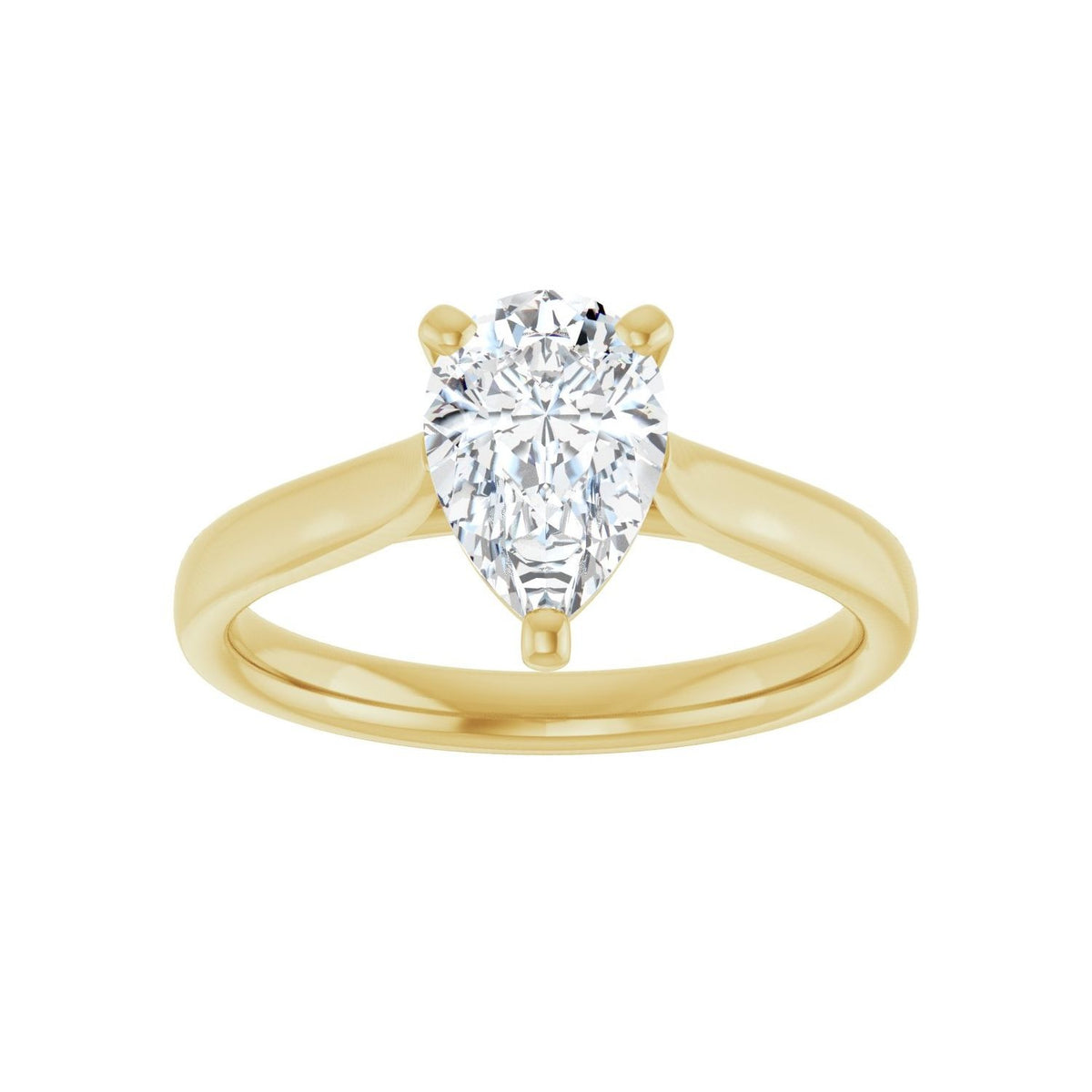 Sapphire Row Lab-Grown Pear Diamond Cathedral Solitaire Engagement Ring - 14K Yellow Gold (view 3)