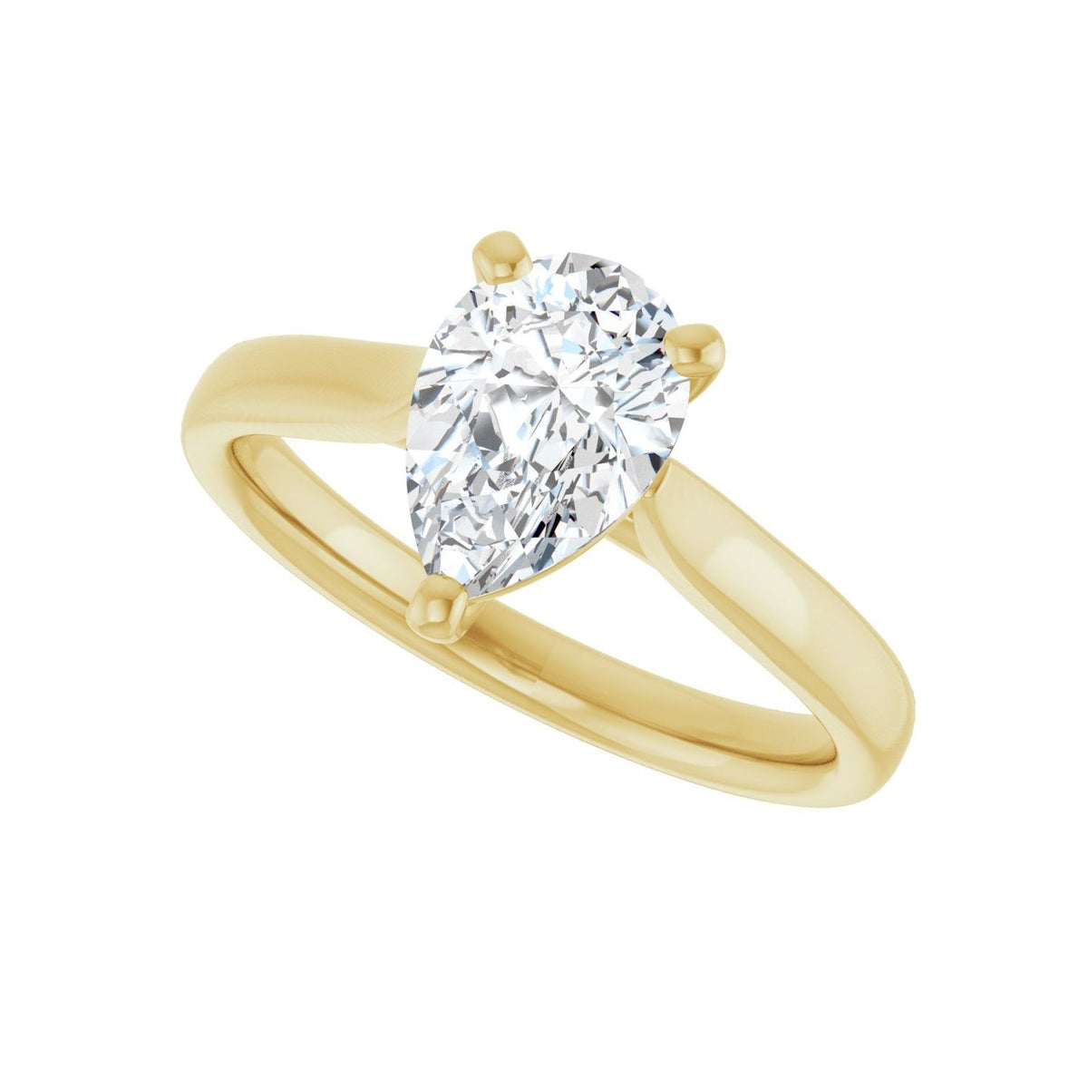 Sapphire Row Lab-Grown Pear Diamond Cathedral Solitaire Engagement Ring - 14K Yellow Gold (view 5)