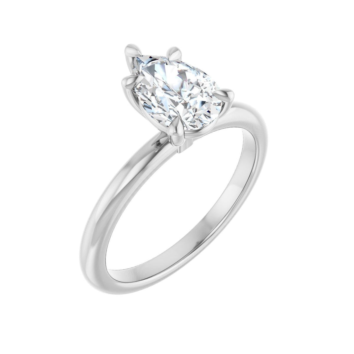 Sapphire Row Lab-Grown Pear Diamond Claw-Prong Engagement Ring - 14K White Gold, 1 1/4 ctw