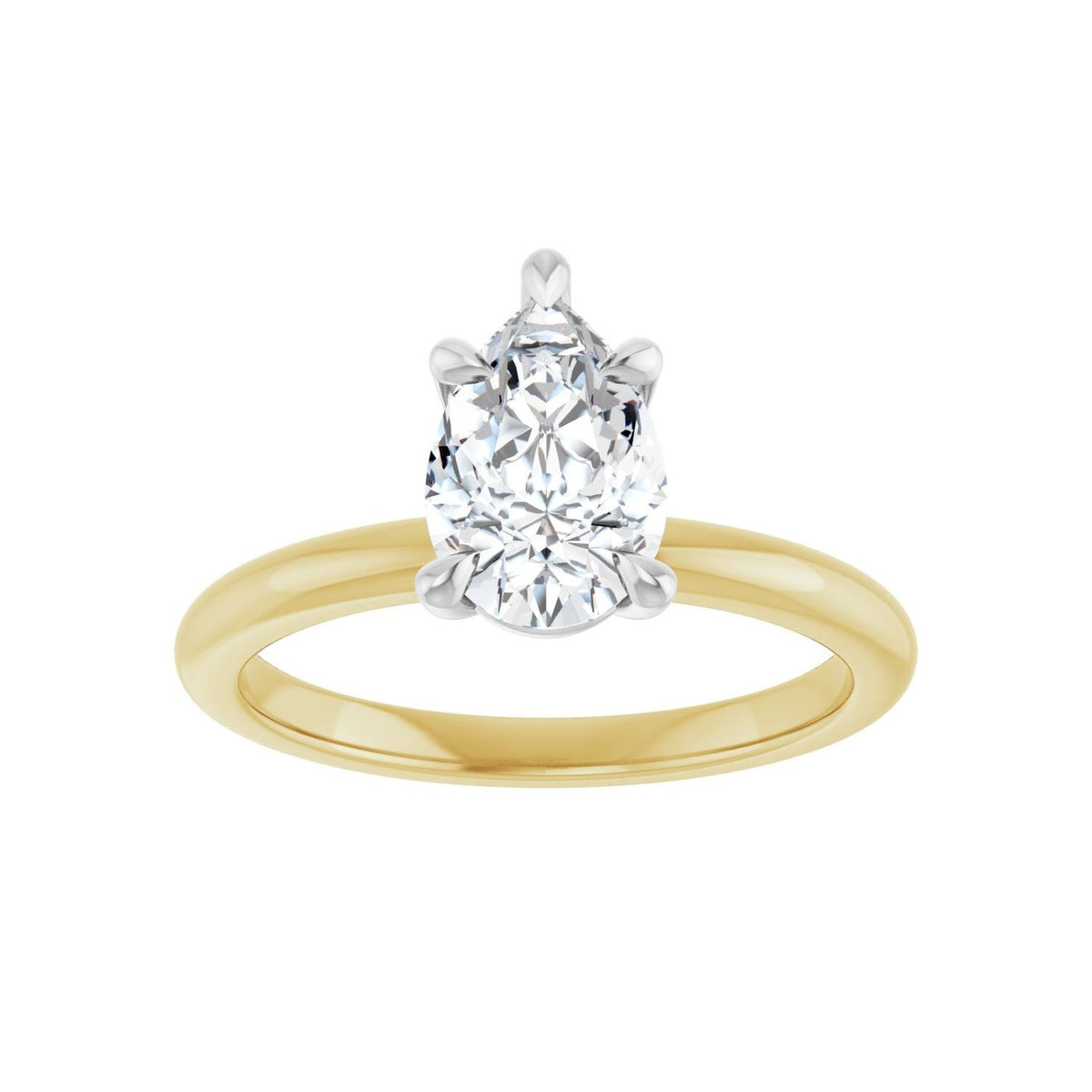 Sapphire Row Lab-Grown Pear Diamond Claw-Prong Engagement Ring - 14K Yellow & White Gold, 1 1/8 ctw (view 3)