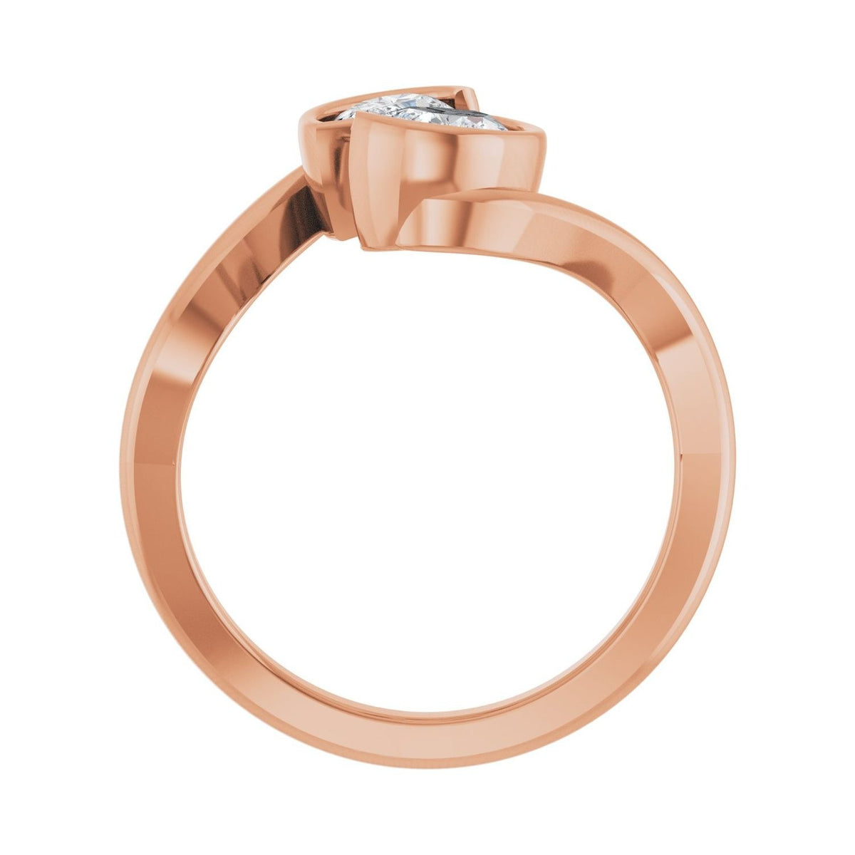 Sapphire Row Lab-Grown Pear Diamond Two-Stone Engagement Ring - 14K Rose Gold (view 2)
