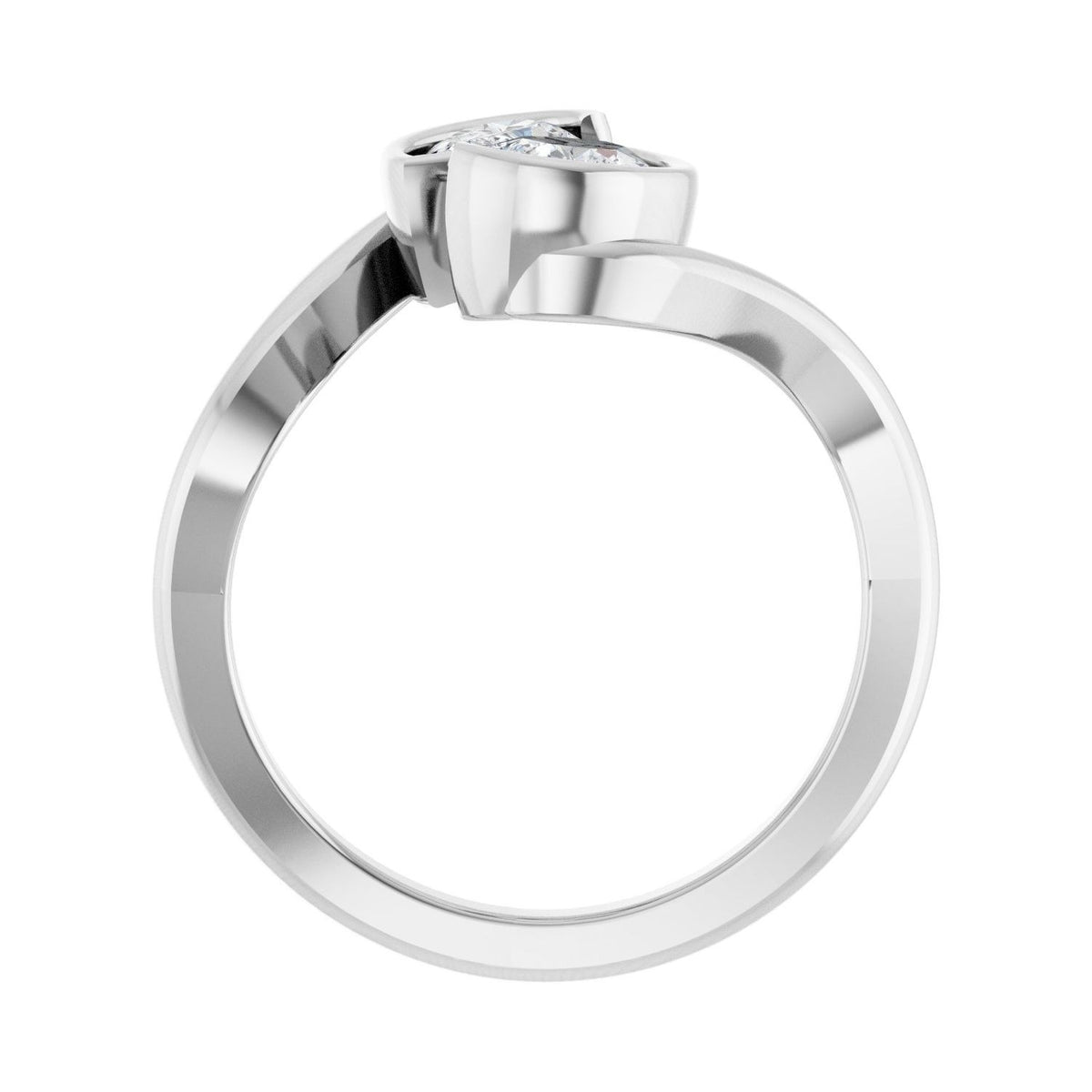 Sapphire Row Lab-Grown Pear Diamond Two-Stone Engagement Ring - 14K White Gold (view 2)