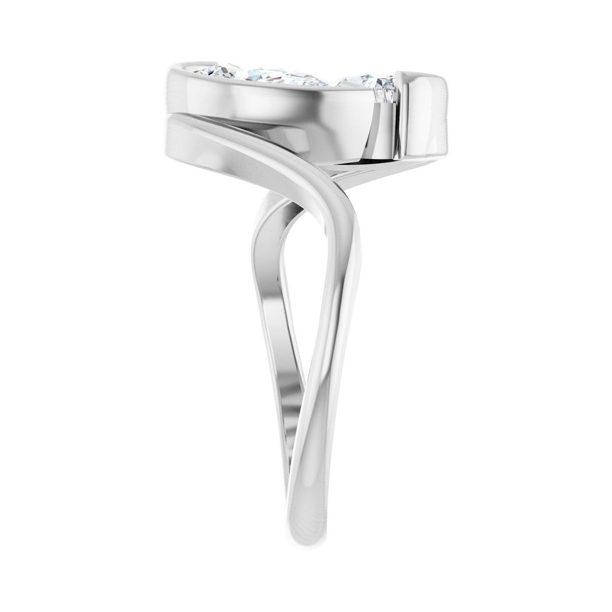 Sapphire Row Lab-Grown Pear Diamond Two-Stone Engagement Ring - 14K White Gold (view 4)