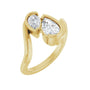 Sapphire Row Lab-Grown Pear Diamond Two-Stone Engagement Ring - 14K Yellow Gold, 1 ctw